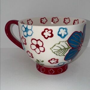 Dutch Wax Handpainted Ceramic Coffee Mug Floral Design